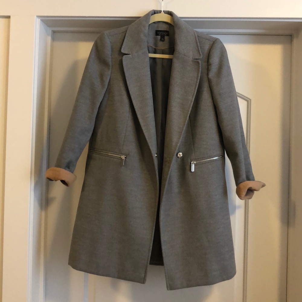 Topshop grey peacoat
